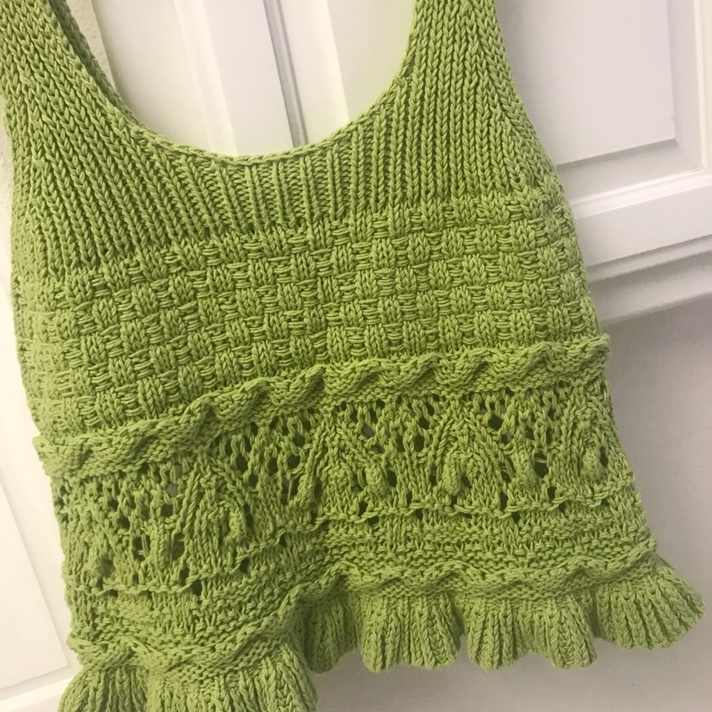 NWOT Zara lime green crochet top size small